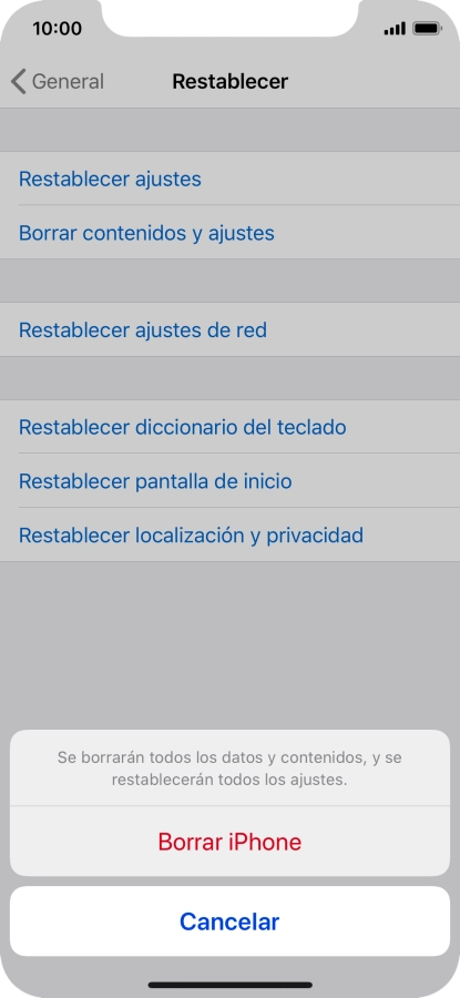 Pulsa Borrar iPhone.
