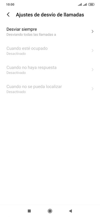 Pulsa el tipo de desvío deseado.