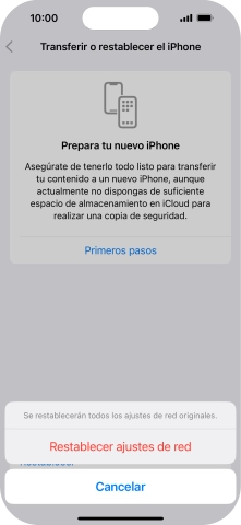 Pulsa Restablecer ajustes de red.