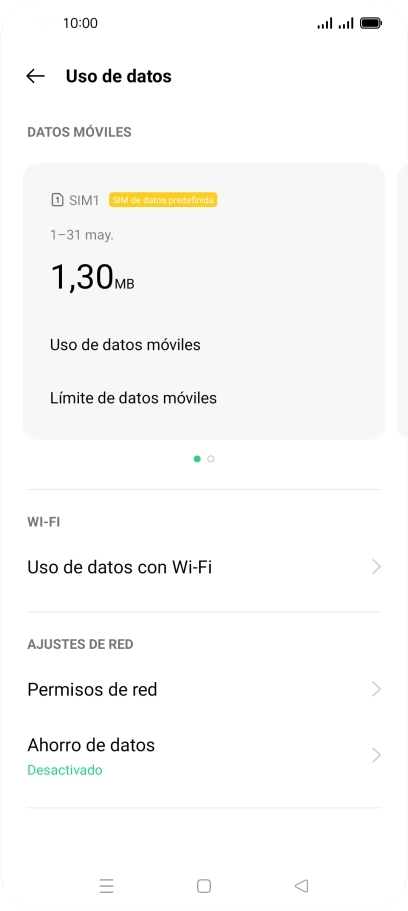 El consumo total de datos se visualiza ahora en la pantalla.