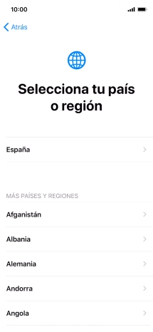 Pulsa el país o el área deseados.
