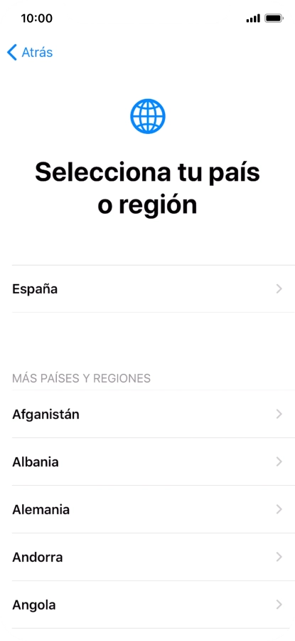 Pulsa el país o el área deseados.