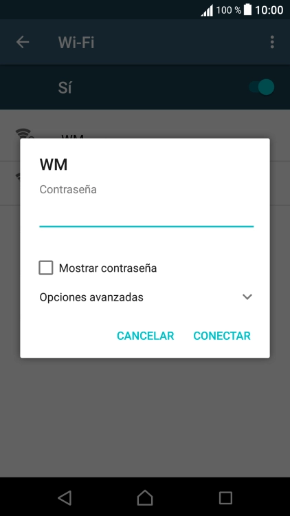 Introduce la contraseña de la red wifi y pulsa CONECTAR.