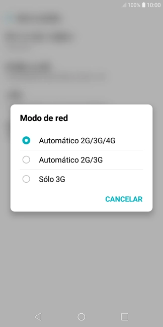 Pulsa el tipo de red deseado.
