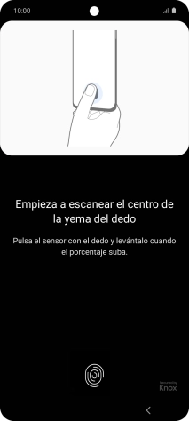 Sigue las indicaciones de la pantalla para crear una huella digital como código de seguridad.