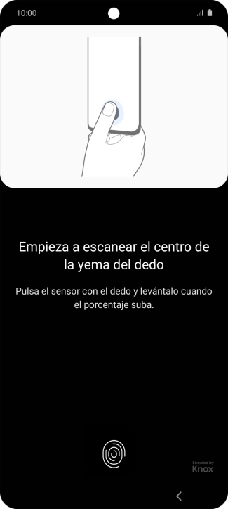 Sigue las indicaciones de la pantalla para crear una huella digital como código de seguridad.