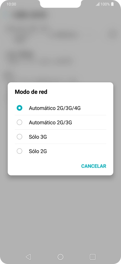 Pulsa el tipo de red deseado.