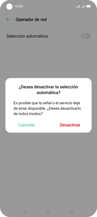 Pulsa Desactivar para desactivar la función y espera mientras el teléfono está buscando redes.
