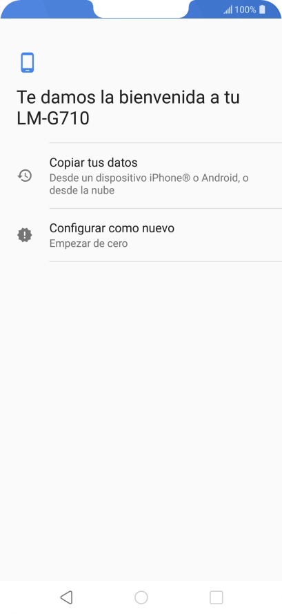 Puedes transferir el contenido de otro teléfono cuando activas tu teléfono por primera vez y cuando lo has restablecido. Cuando aparezca en la pantalla del teléfono esta imagen, ya está listo para la transmisión del contenido del otro teléfono.