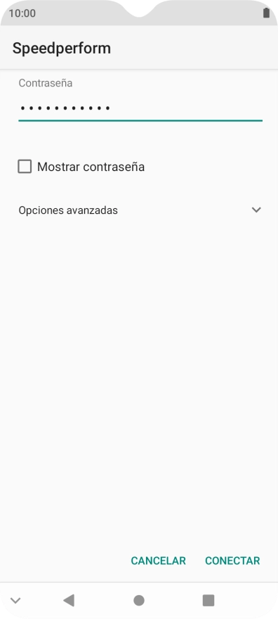 Introduce la contraseña de la red wifi y pulsa CONECTAR.
