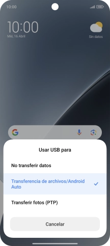 Pulsa Transferencia de archivos/Android Auto.