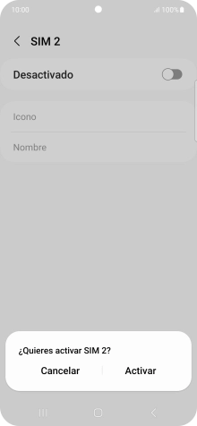 Si desactivas la tarjeta SIM, pulsa Activar.
