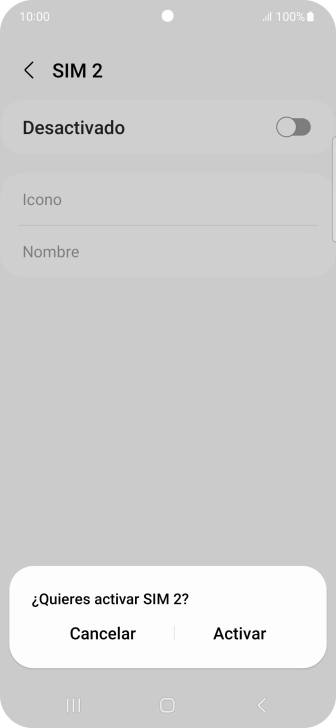 Si desactivas la tarjeta SIM, pulsa Activar.
