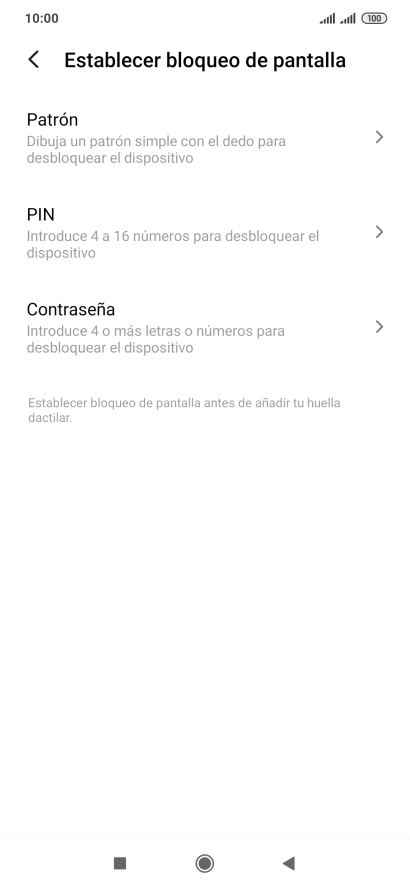 Pulsa el código de seguridad deseado y sigue las indicaciones de la pantalla para crear un código de seguridad del teléfono adicional.