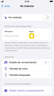 Pulsa Personas y sigue las indicaciones de la pantalla para seleccionar de qué contactos quieres recibir llamadas y notificaciones cuando No molestar está activado.