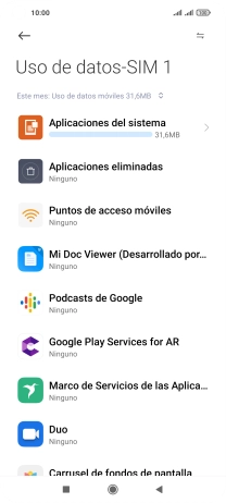 El consumo total de datos del período seleccionado aparece ahora en la pantalla.