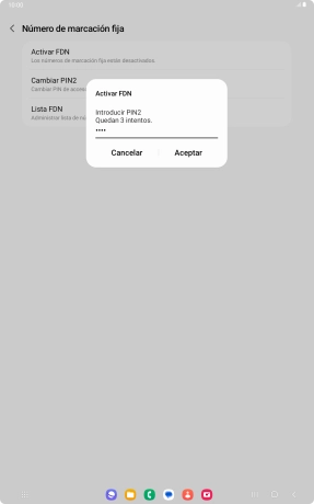 Introduce el código PIN2 y pulsa Aceptar.