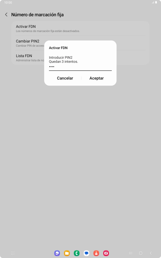 Introduce el código PIN2 y pulsa Aceptar.