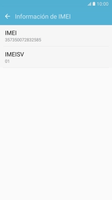 El código IMEI aparece ahora en la pantalla.
