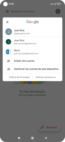 Pulsa la cuenta de correo electrónico deseada.