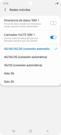 Pulsa el tipo de red deseado.