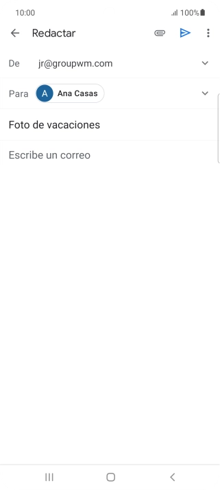 Pulsa en el campo de escritura  y escribe el texto del correo electrónico.