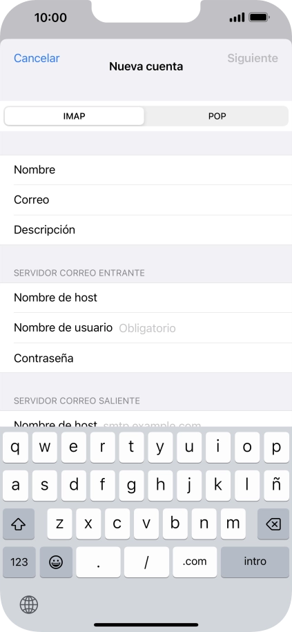 Pulsa Nombre de usuario e introduce el nombre de usuario de tu cuenta de correo electrónico.