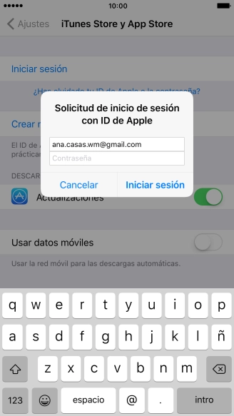 Pulsa Contraseña e introduce la contraseña de tu ID de Apple.