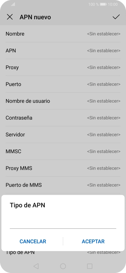 Introduce default y pulsa ACEPTAR.