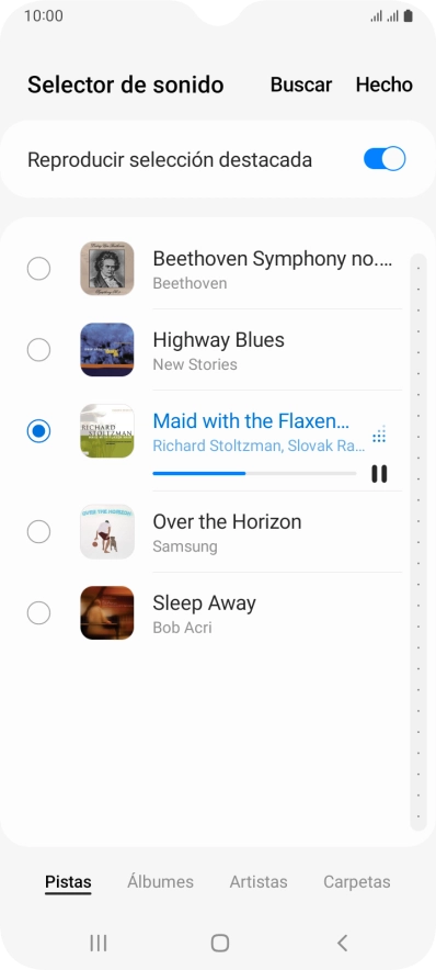 Al encontrar un timbre de llamada de tu gusto, pulsa Hecho.