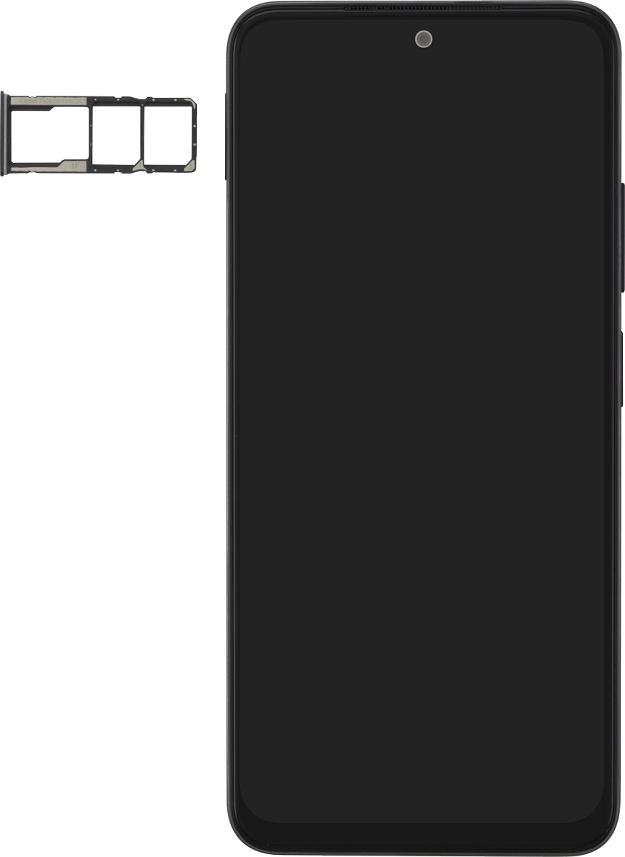 Gira la tarjeta SIM de modo que la esquina biselada de la tarjeta coincida con la esquina biselada del primer contenedor. A continuación insértala en el contenedor.