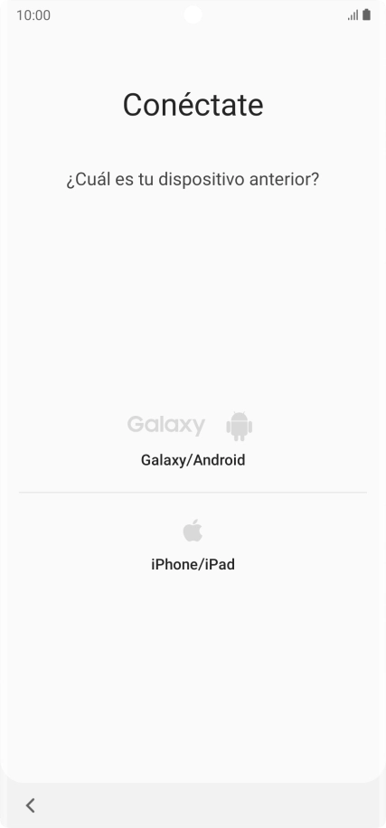 Pulsa el ajuste deseado y sigue las instrucciones de la pantalla para transferir el contenido del otro teléfono.