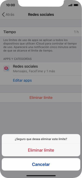 Pulsa Eliminar límite.