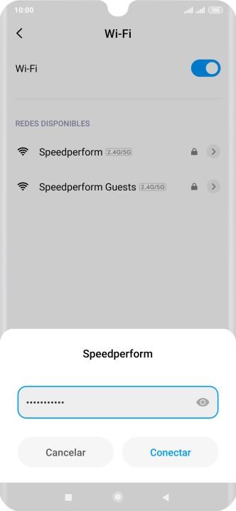 Introduce la contraseña de la red wifi y pulsa Conectar.