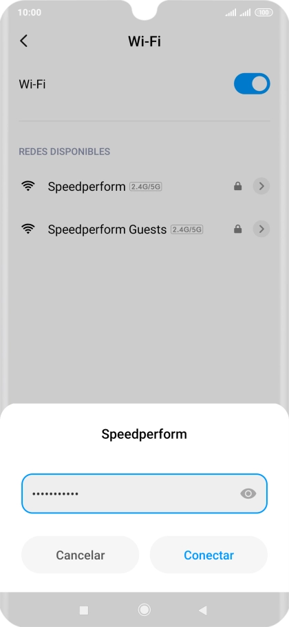 Introduce la contraseña de la red wifi y pulsa Conectar.