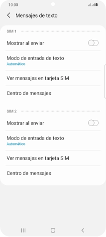 Pulsa Centro de mensajes bajo la tarjeta SIM deseada.