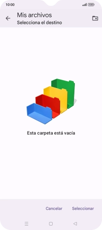 Si deseas crear una nueva carpeta, pulsa el icono de nueva carpeta y sigue las indicaciones de la pantalla para crearla.