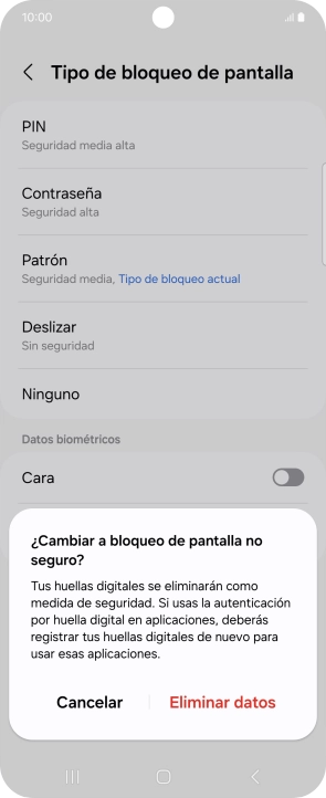 Pulsa Eliminar datos.