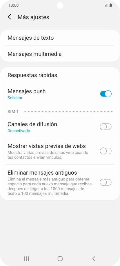 Pulsa Mensajes de texto.