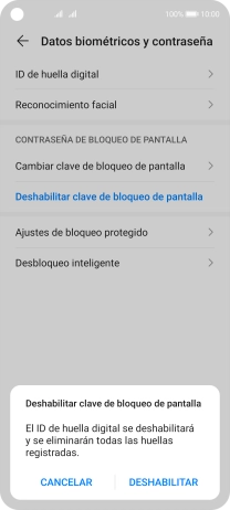 Introduce el código de seguridad extra que has creado anteriormente y pulsa DESHABILITAR.