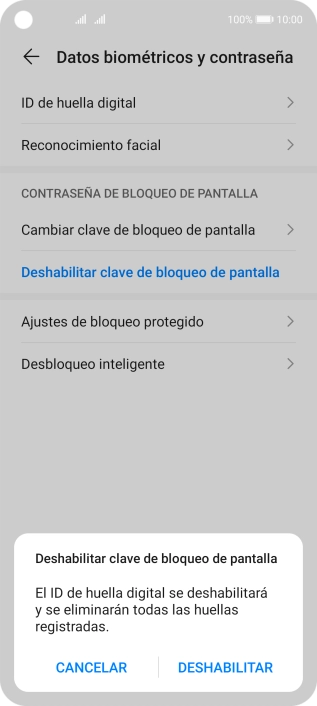 Introduce el código de seguridad extra que has creado anteriormente y pulsa DESHABILITAR.