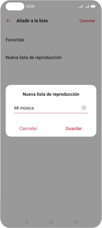 Introduce el nombre deseado de la lista de reproducción y pulsa Guardar.
