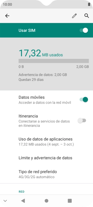 Pulsa Uso de datos de aplicaciones.