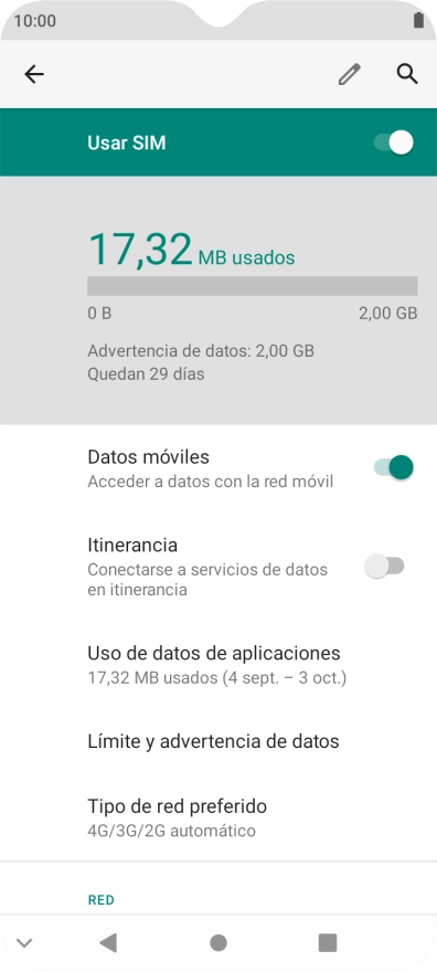Pulsa Uso de datos de aplicaciones.