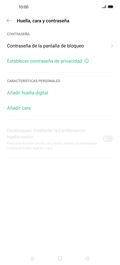 Pulsa Contraseña de la pantalla de bloqueo e introduce el código de seguridad extra que has creado anteriormente.