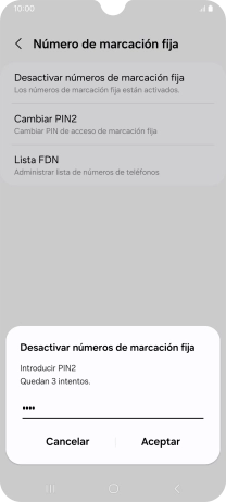 Introduce el código PIN2 y pulsa Aceptar.