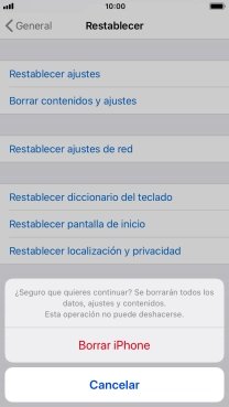 Pulsa Borrar iPhone.
