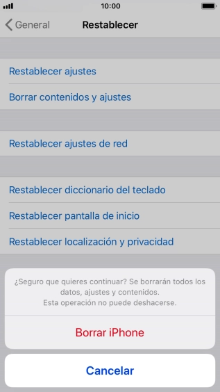 Pulsa Borrar iPhone.