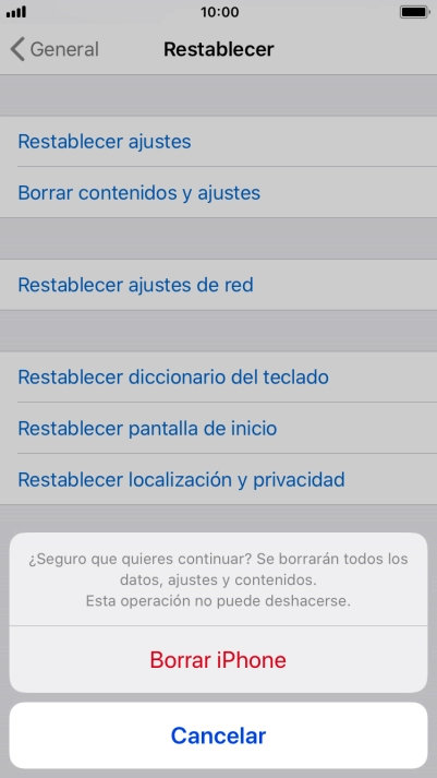 Pulsa Borrar iPhone.