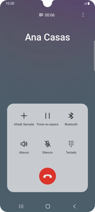 Pulsa el icono de finalizar llamada.